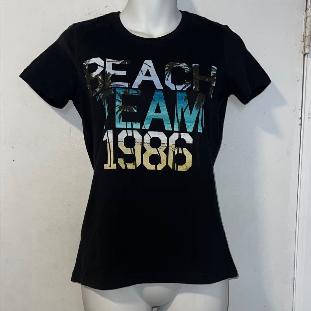PURE JUICE StedmanVintage Beach Team 1986 Black T Shirt-S NWOT!